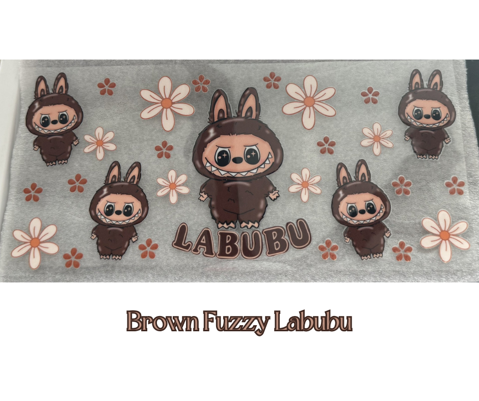 Brown Fuzzy Labubu - 16oz UVDTF cup wrap