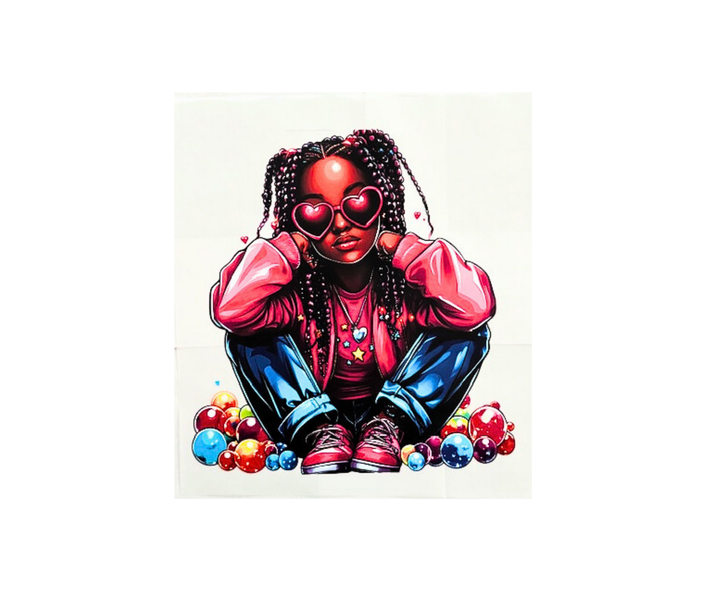 Girl with Braids and Heart sunglasses Tshirt