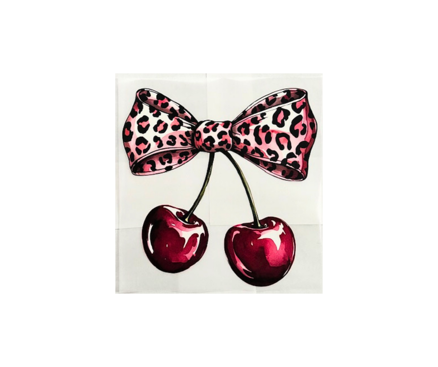 Pink Leopard Print Bow w/ hanging Cherry Tshirt
