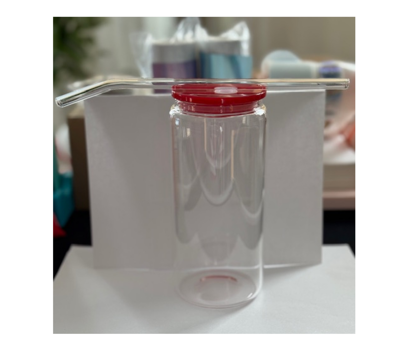 Custom Tumbler - 20oz Glass Tumbler w/ Acrylic Lid and Straw