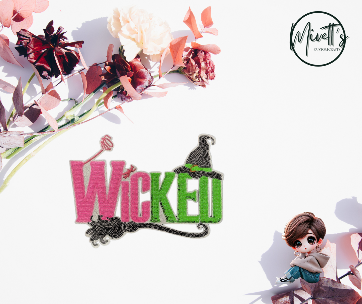 Wicked Pink and Green Iron On Patch