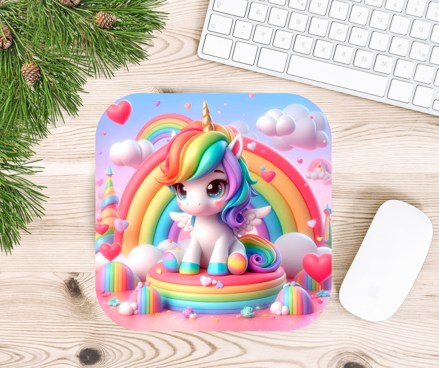 Rainbow Unicorn Mouse Pad