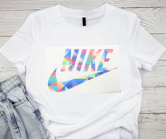 Nike Blue/Pink/Green/Peach/Yellow Geometric Swoosh Tshirt