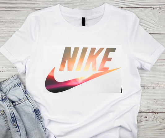 Nike Pink/Black/Peach/Gray/Yellow Swoosh Tshirt