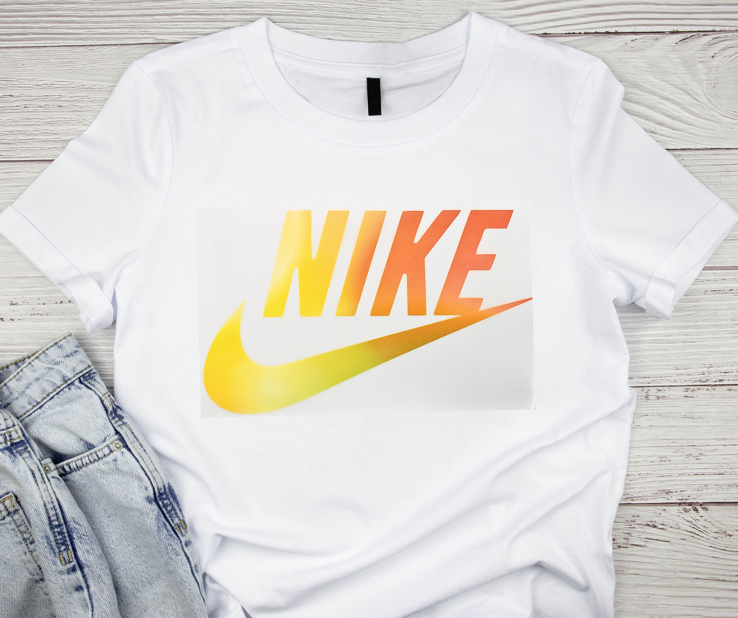 Nike Orange/Yellow Swoosh Tshirt