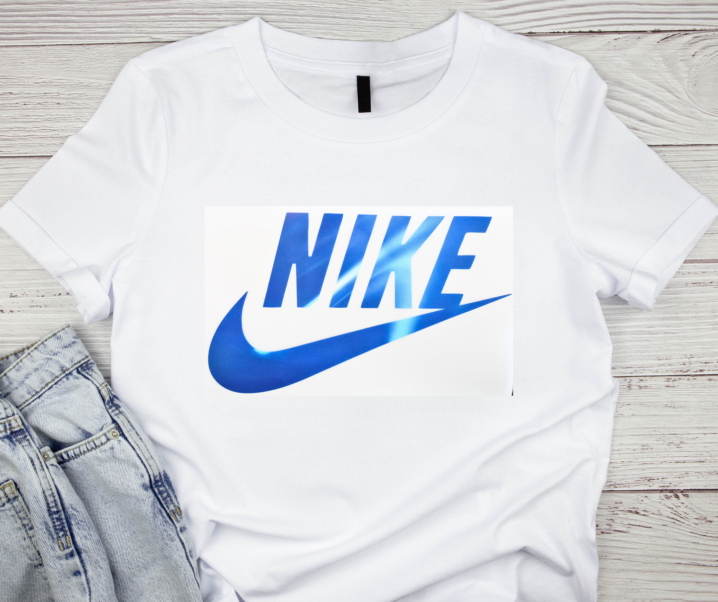 Nike Blue with White Streak Swoosh Tshirt