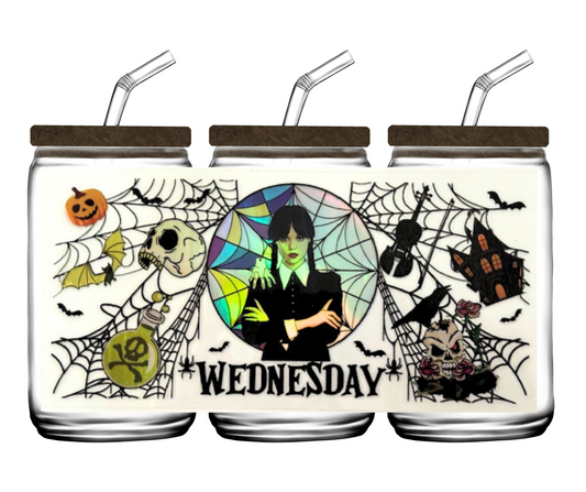 Holographic Wednesday Adams 16oz or 20oz Glass Tumbler