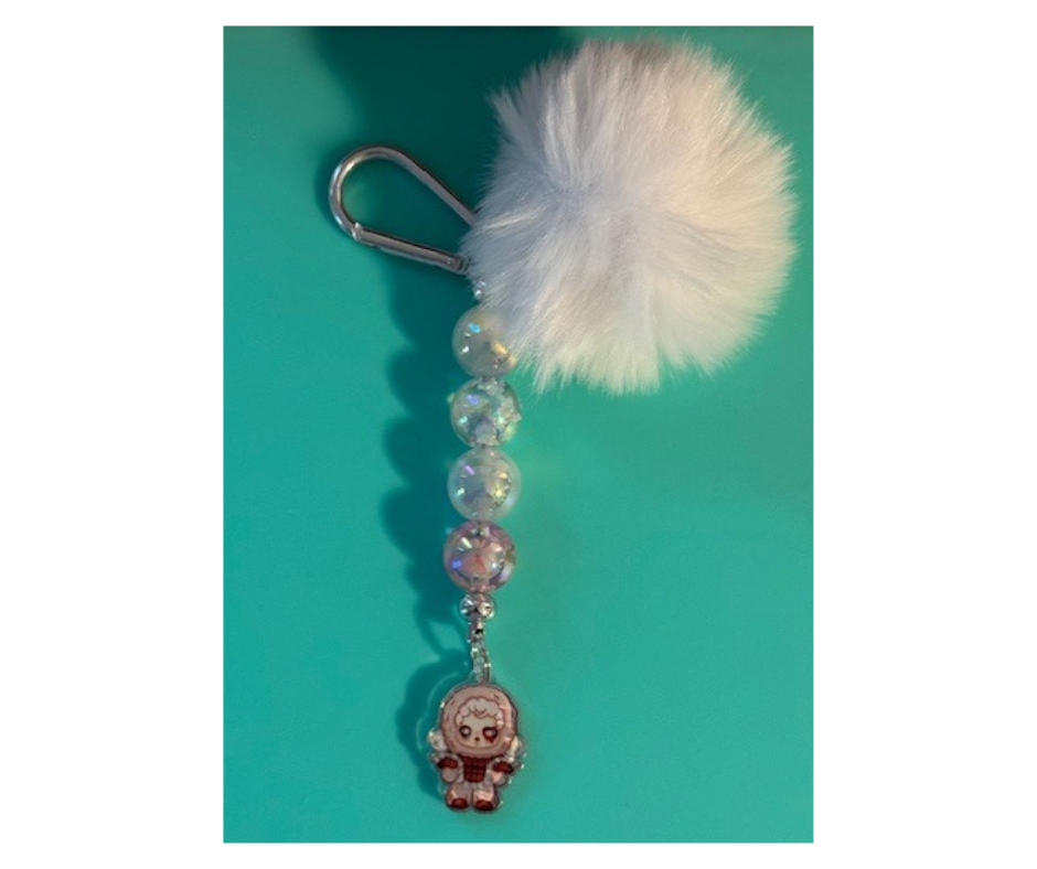 Skullpanda Beaded Pom Pom Keychains