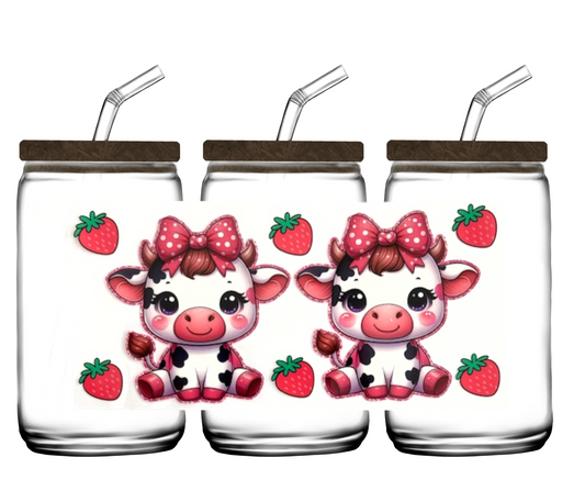 Strawberry Cows- 16oz or 20 oz cup wrap