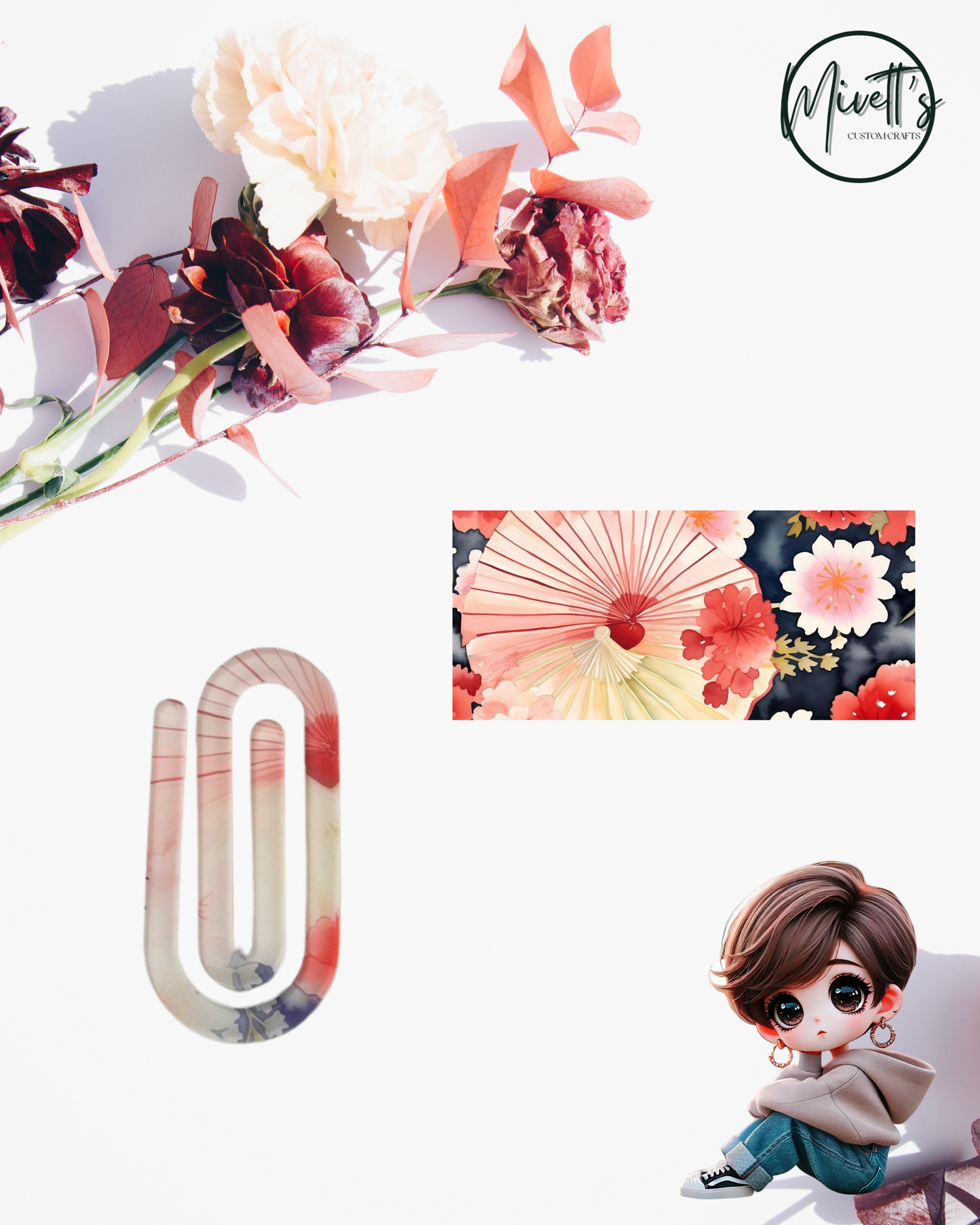 4X2 Jumbo Paperclip - Japanese Floral