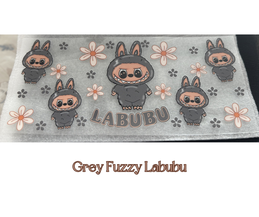 Gray Fuzzy Labubu - 16oz UVDTF cup wrap