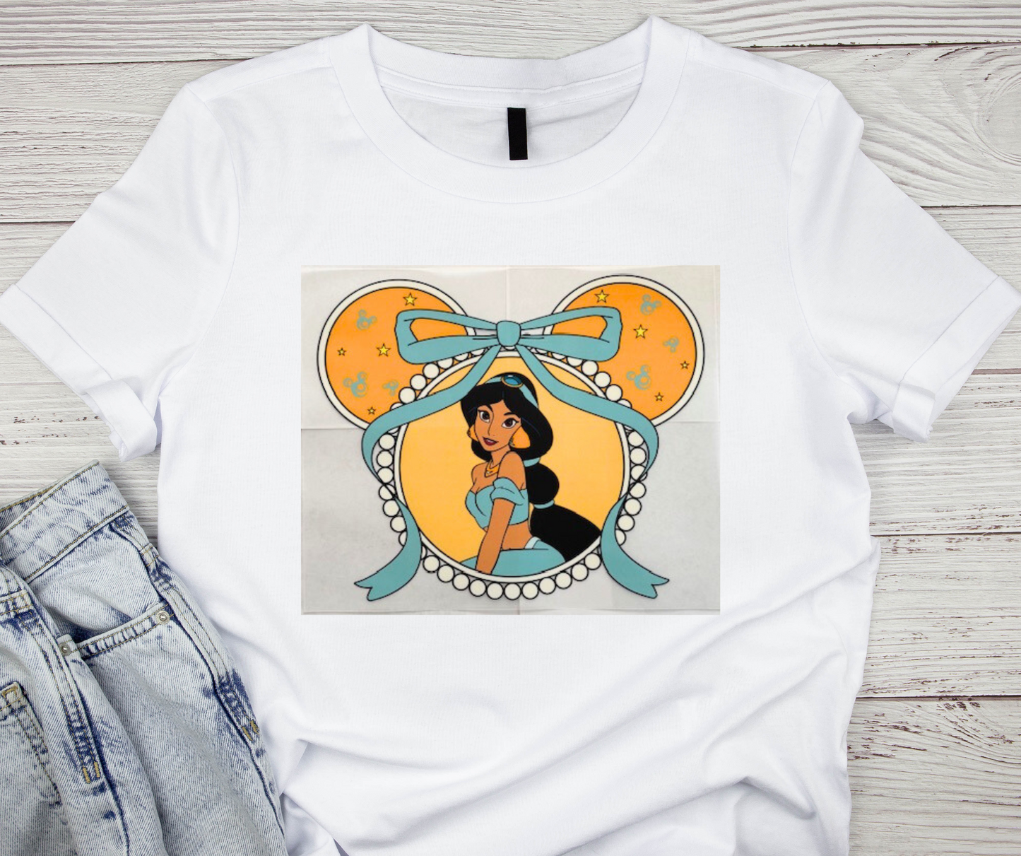 Disney's Jasmine in a heart Tshirt
