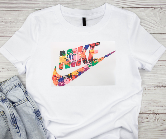Nike Paint Splattered Multicolored Swoosh Tshirt