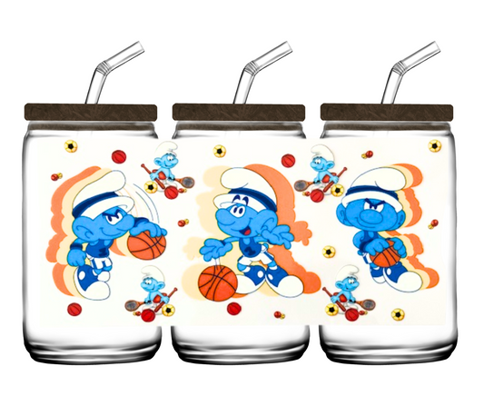 BasketBall Smurf - 16oz or 20 oz cup wrap