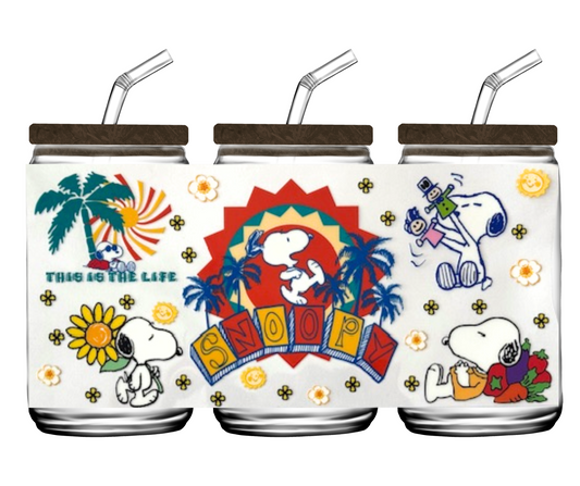 Snoopy "This is the life"- 16oz or 20 oz cup wrap
