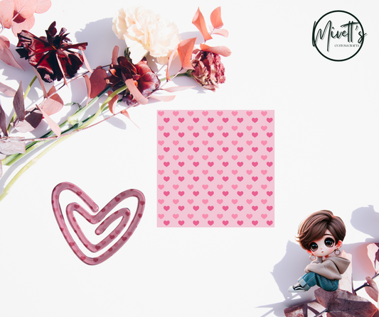 3.1 x 2.7 Acrylic Jumbo Paperclip - HK Light pink heart with dark pink mini hearts