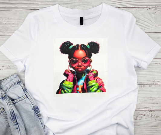 Girl with Pink Glasses Poppin her collar Tshirt