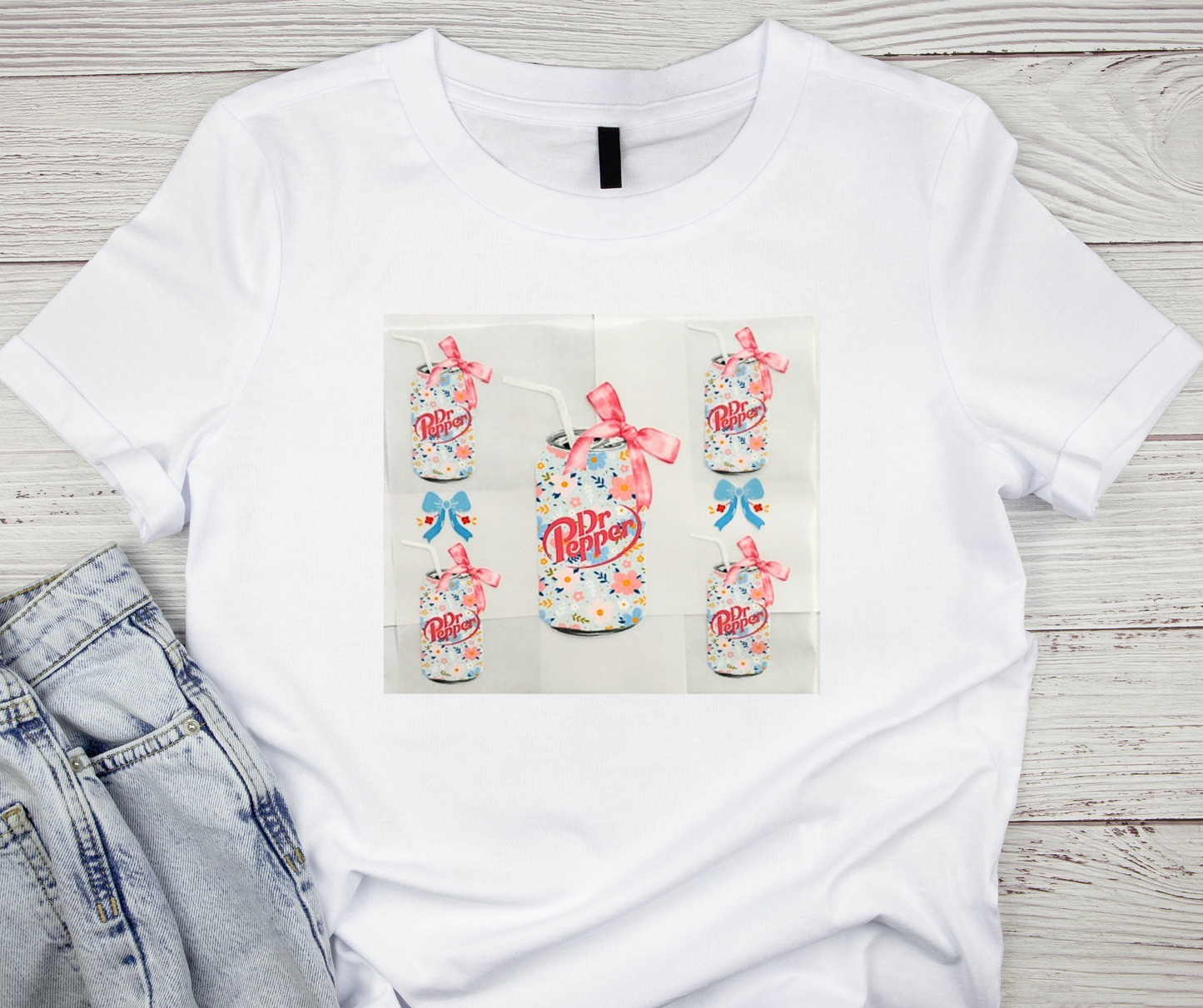 Can of Dr. Pepper w/ floral design and pink bows Tshirt