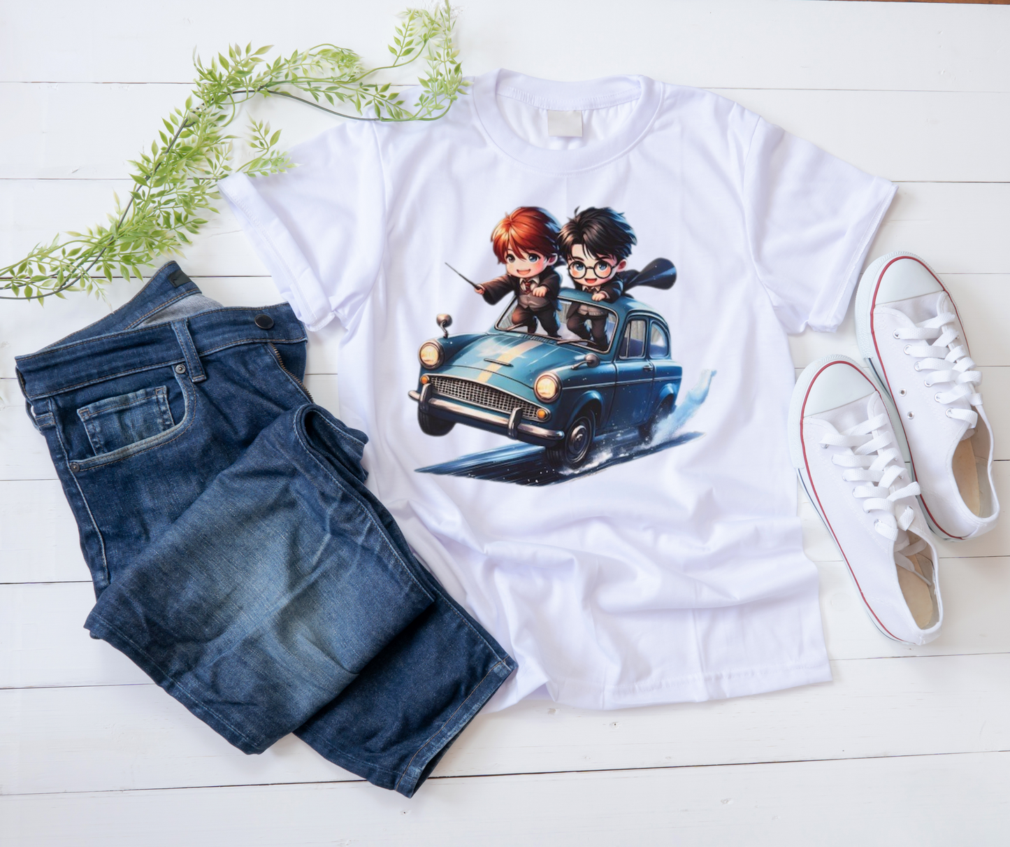 HP - Harry and Ron in the Flying Ford Anglia Tshirt