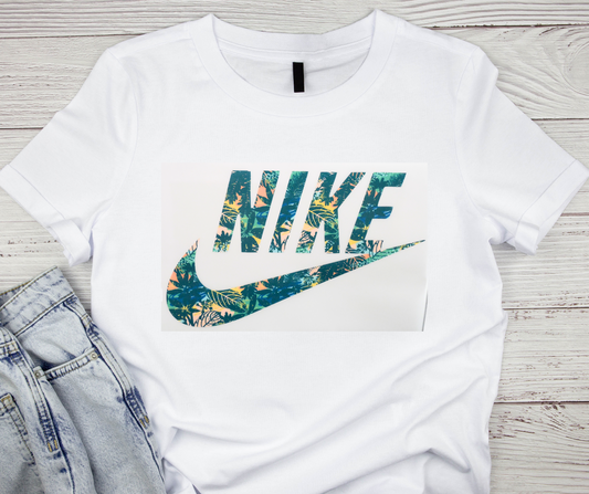 Nike Green Floral Printed Tshirt