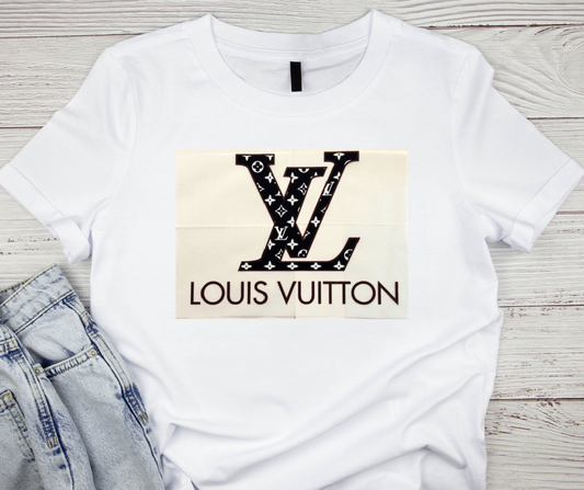 Navy Blue and Brown LV Design Tshirt