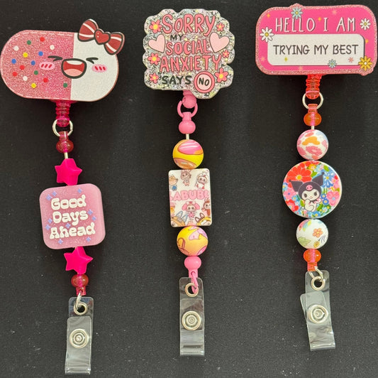 Badge Reels w/ Beads & Focals