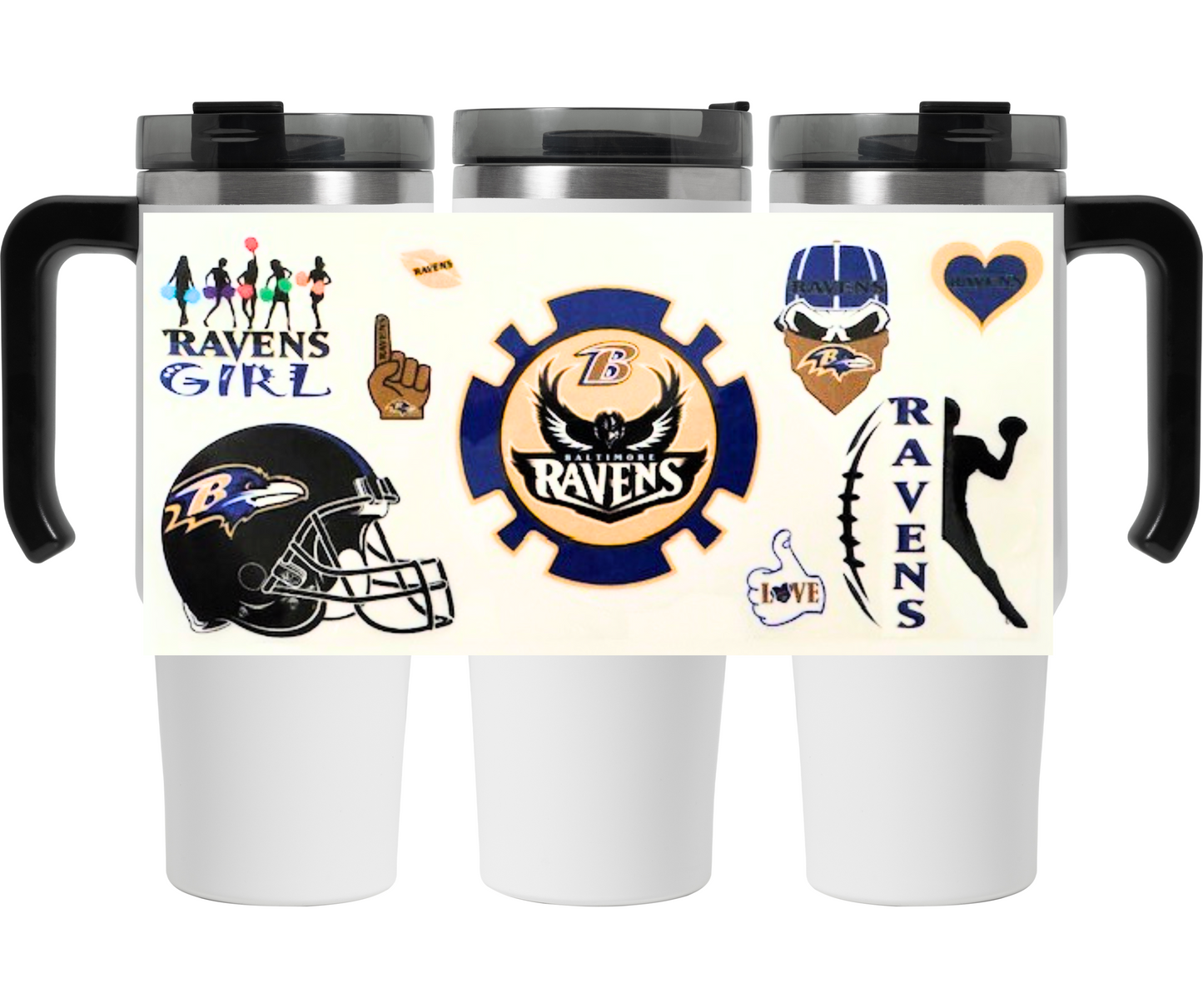 Baltimore Ravens 30oz Custom Stainless Steel Insulated Tumbler