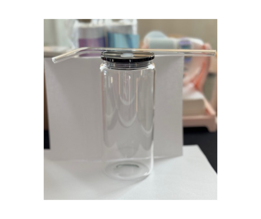 Custom Tumbler - 20oz Glass Tumbler w/ Acrylic Lid and Straw