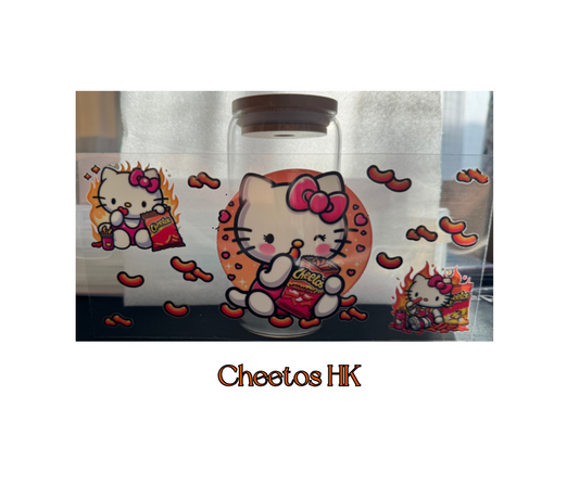 Cheetos HK - 16oz glass cup w/ lid and straw