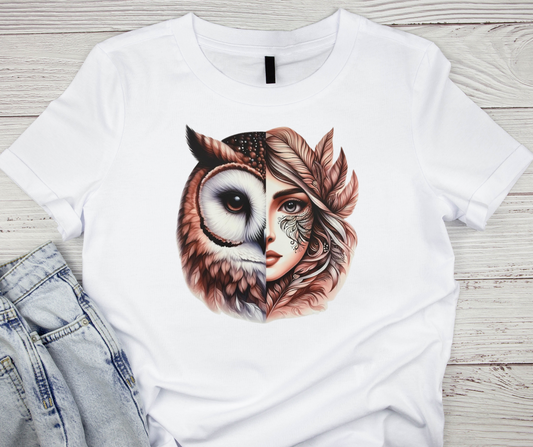 Half Owl Half Woman Tshirt