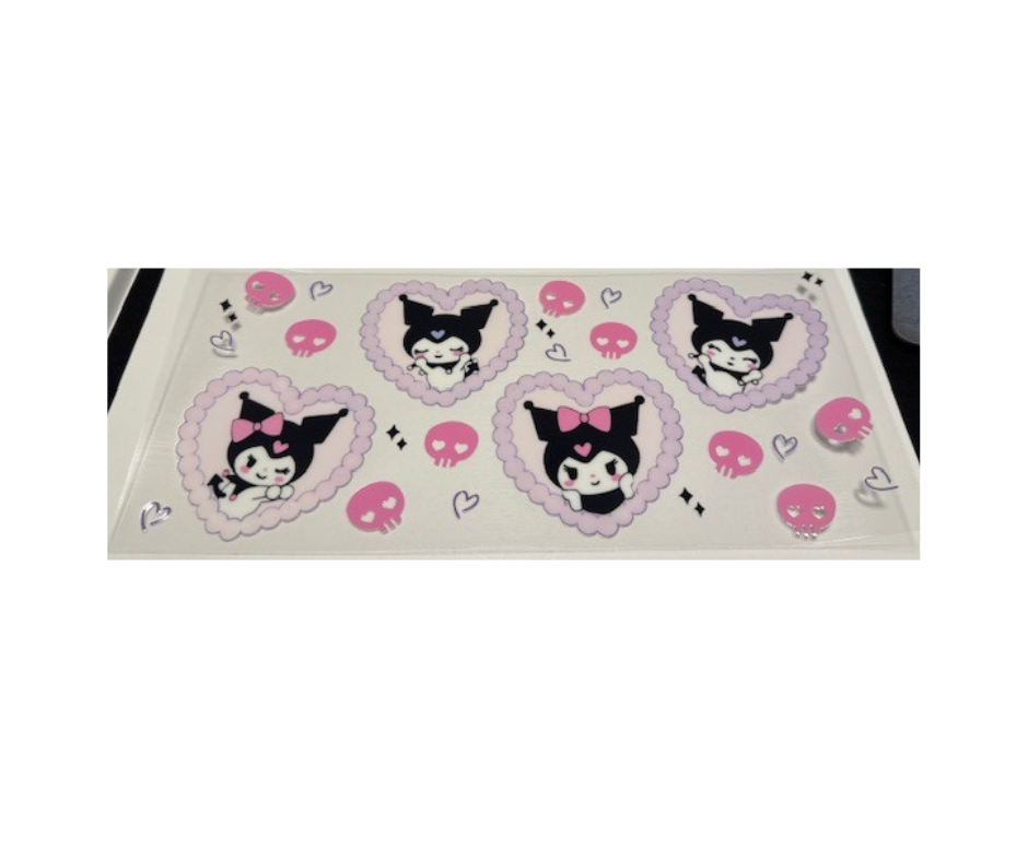 Playful Kuromi - 16oz glass cup w/ lid and straw