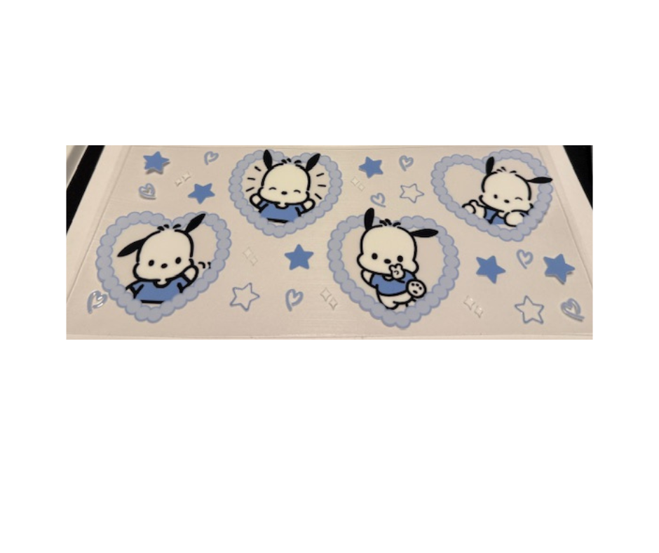 Playful Pochacco - 16oz glass cup w/ lid and straw